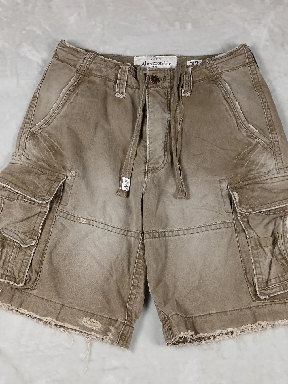Y2K Abercrombie & Fitch Cargo Shorts 32 Baggy Heavyweight Distressed VTG